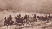 Knigin Luise auf der Flucht nach Memel, Januar 1807. Gemlde von Heydeck
