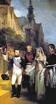 Das Treffen in Tilsit: Napoleon. Alexander I., Luise, Friedrich Wilhelm III.